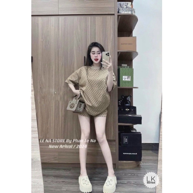(hàng bigsize)-set họa tiết GC như hình ảnh chất liệu cotton QC l1 dành cho các nàng bigsize đến 90k