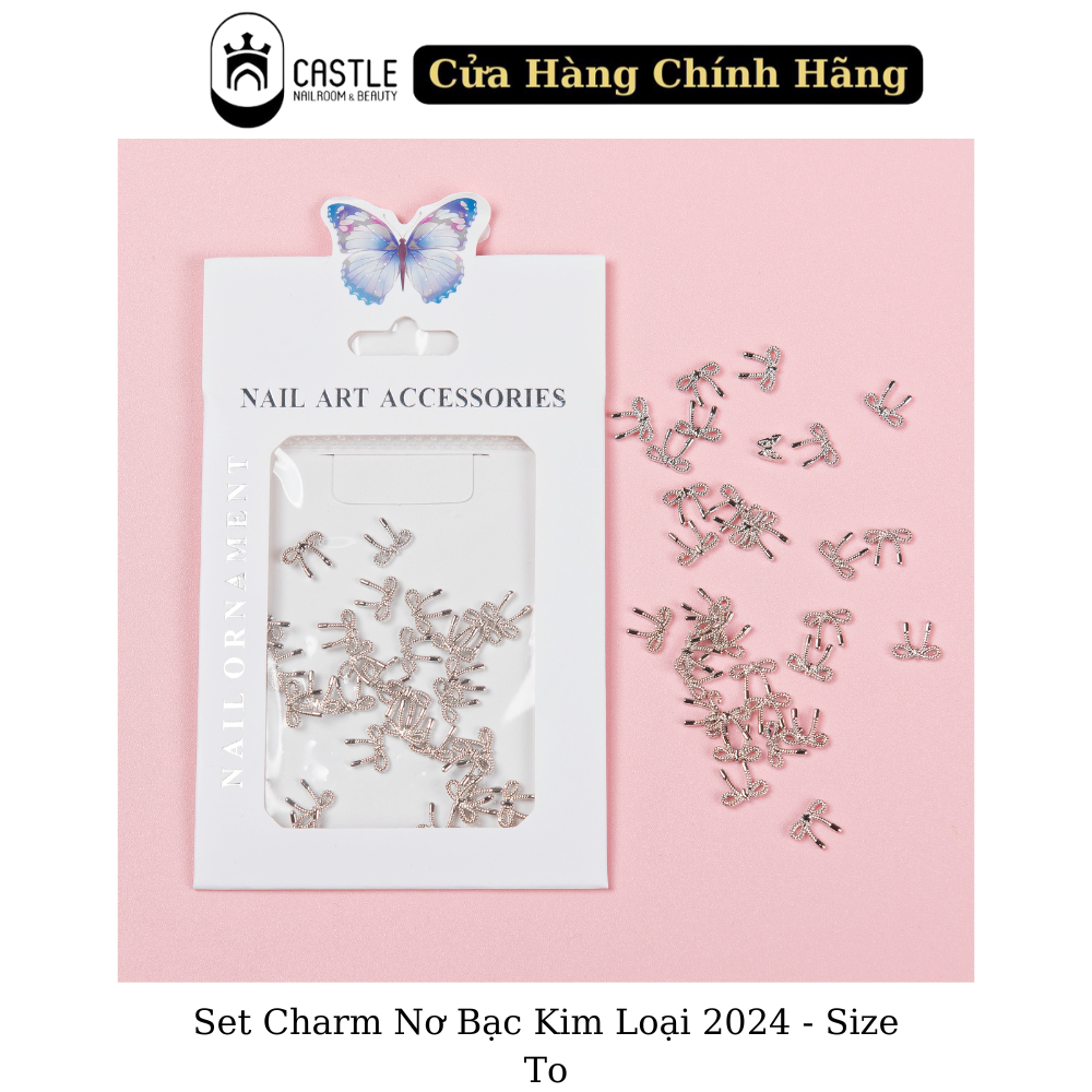 Set Charm Nơ Kim Loại 2024 Đính Móng