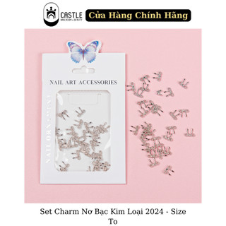 Set charm nơ kim loại 2024 đính móng