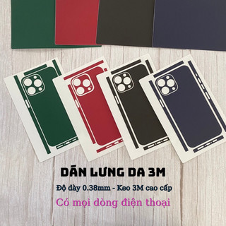 Miếng dán da 3M các màu cho Iphone 5/5s đến 15promax Dán full lưng có viền