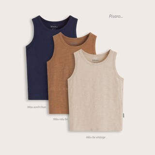 Áo ba lỗ cotton xước bé trai bé gái PisaroKids 100% Cotton, áo thun trẻ em cao cấp co dãn mềm mịn