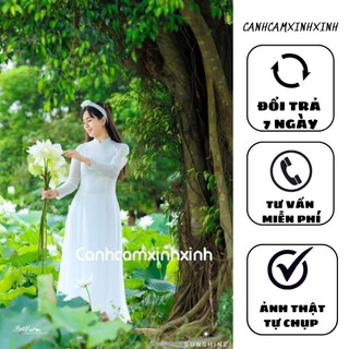 (ẢNH CHỤP THẬT) Áo Dài Trắng 4 Tà Nhẹ Nhàng - SALE