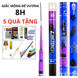Cần câu tay giấc mộng mộng đế vương 8h chuyên câu đơn đài - phôi carbon- tặng ngọn phụ kèm bộ phụ kiện v2