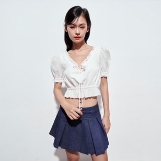 Dottie - áo tay phồng nhún eo - trắng - t0885