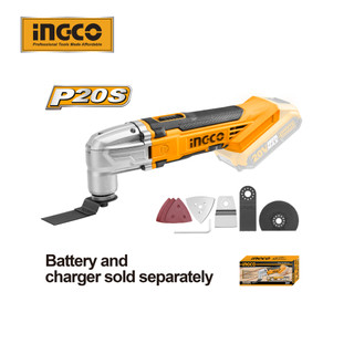 Thân máy cắt rung công cụ đa năng dùng pin Lithium-ion 20V INGCO CMLI2001 có đổi tốc độ đi kèm với 8 chiếc phụ kiện