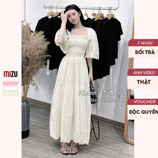 Váy Babydoll Công Chúa V2 Chun Ngực Vuông Tay Cộc Tay - Đầm Hè Thoáng Mát Dáng Maxi Nhiều Màu Có Bigsize - Vải Boi PL
