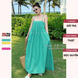 Váy babydoll 2 dây cổ vuông xếp ly nhiều mầu - đầm có bigsize dáng hè đi biển, hàng ngày - vải thô boi mát nhẹ pl