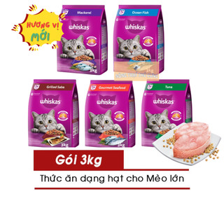 Thức ăn hạt cho Mèo Lớn Whiskas gói 3kg - Nhiều Vị