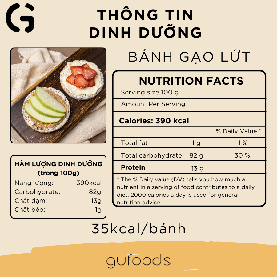 Combo 2 Bánh gạo lứt superfoods GUfoods (510g / 35g) - Ăn kiêng, Thực dưỡng, Eat clean