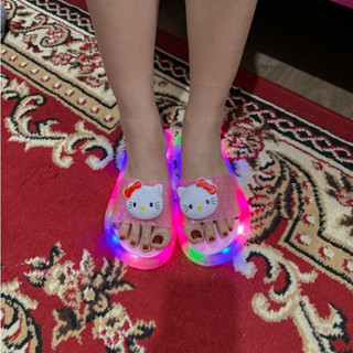 (Video Thật) Dép Đèn Phát Sáng Nhấp Nháy Hình Mèo Kitty Dễ Thương Cao Cấp Mẫu Mới New2024,Đế chống trơn trượt,Dép cute