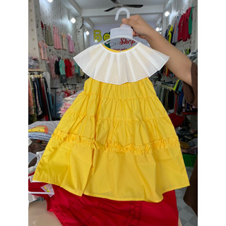Đầm cổ bèo melisa 2 màu vàng, đỏ