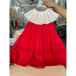Đầm cổ bèo melisa 2 màu vàng, đỏ