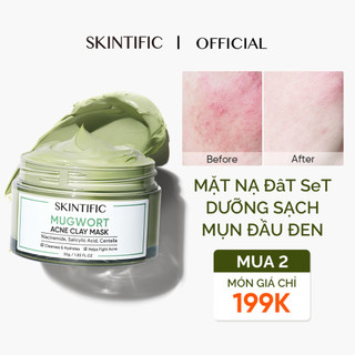 Thanh lăn mặt nạ đất sét ngải cứu cải thiện vấn đề mụn SKINTIFIC 40g /  Mặt nạ đất sét ngải cứu 55g