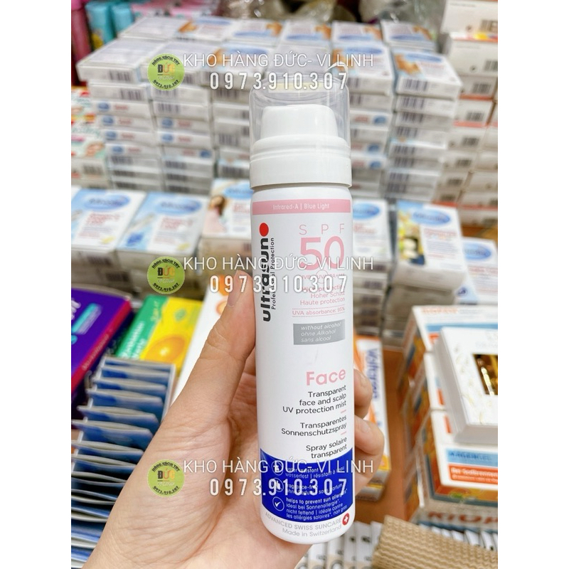 Xịt chống nắng Bảo Vệ Da Mặt &amp; Da Đầu ULTRASUN SPF 50 75ml