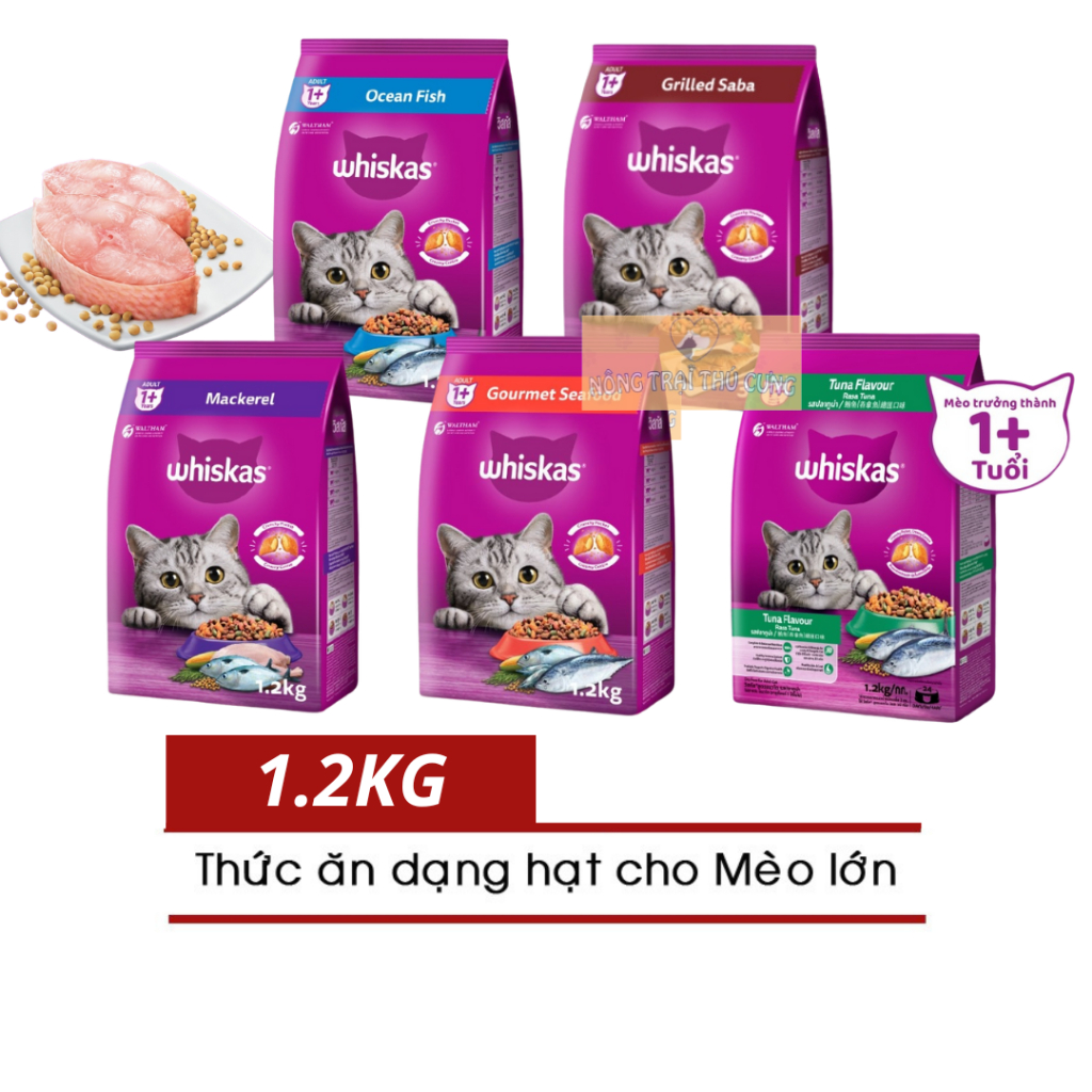 [CÓ VỊ MỚI] Hạt Whiskas 1.2kg Cho Mèo Mọi Lứa Tuổi