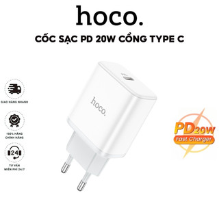 Củ Sạc Nhanh PD 20W Hoco C104A Cổng Kết Nối Type C Có Led Báo Điện Chất Liệu Nhựa Chống Cháy Nổ