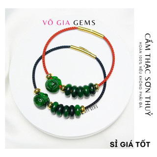 Vòng tay phong thuỷ túi tiền và ngũ điếu sơn thuỷ xanh đen chiêu tài lộc cực vượng VÕ GIA GEMS