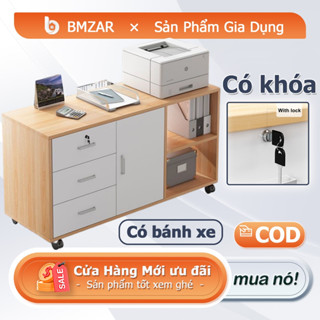 BMZAR Tủ hồ sơ văn phòng Tủ Hộc ngăn kéo gỗ  có bánh xe di  ( 3 ngăn - 1 ngăn khóa )
