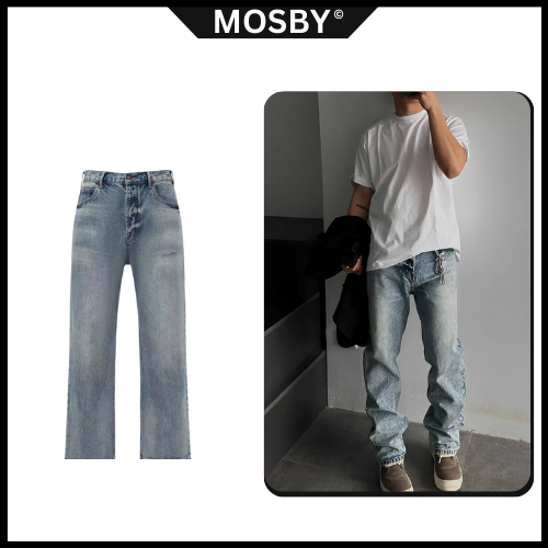 Quần JEAN XANHZ nam MOSBY quần ống rộng nam không nhăn không bai xù không phai màu quần baggy nam