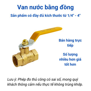 Van bi italy phi 21 van nước tay gạt nối ren bằng đồng