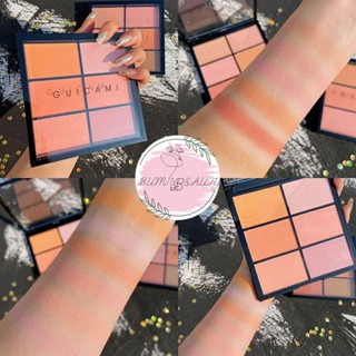 Bảng phấn má hồng Guicami 6 ô mịn lì bền màu lâu trôi, Phấn má hồng 6 ô tone cam hồng gam màu đơn sắc