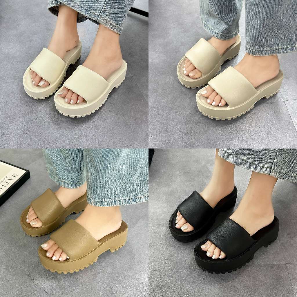 Dép đúc nguyên khối CT5 quai ngang không thấm nước đế cao thời trang nữ - hỗ trợ đổi size ANYA STORE