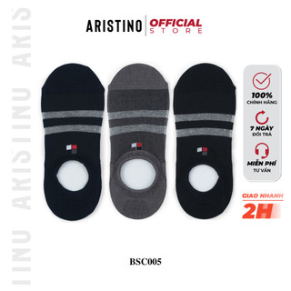 Tất nam công sở ARISTINO BIZMEN tất lười kẻ ngang chất cotton cao cấp có silicon chống tuột kháng khuẩn khử mùi - BSC005