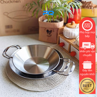 Chảo xào rau hải sản không nắp inox 304 đáy liền nguyên khối 3 lớp chockmen 20/24cm