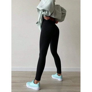 Quần legging ôm, thun bo gân đen mềm mịn co giãn 4 chiều
