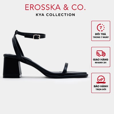 [Erosska] - Giày sandal cao gót mũi vuông quai dây phong cách thanh lịch màu nude cao 6cm - EB071