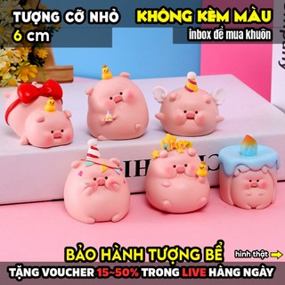 Tượng tô màu, HEO CHÚC MỪNG SINH NHẬT, size S, thạch cao trắng (Không kèm màu), luyện vẽ, decor
