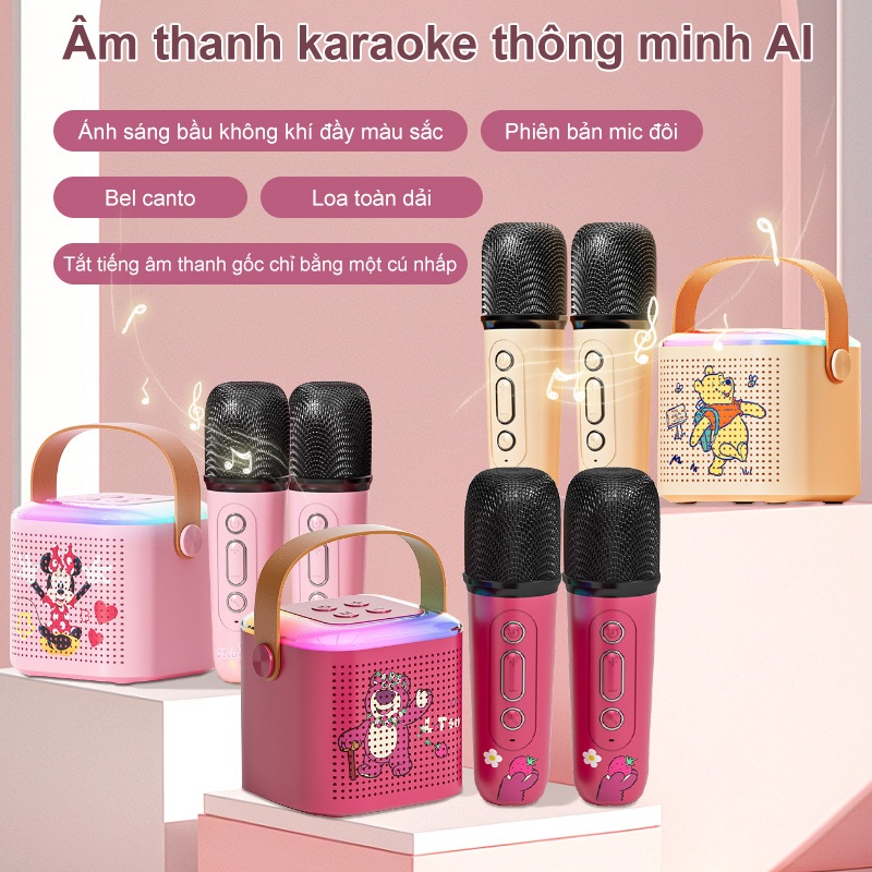 Loa không dây có Karaoke Bluetooth Home KTV Karaoke Đèn RGB Loa Bluetooth Mini di động loa bluetooth mini karaoke