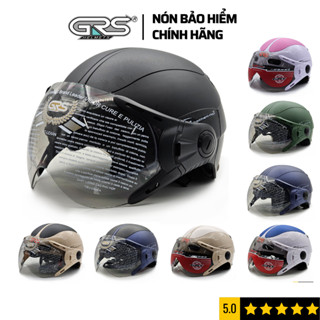 Mũ bảo hiểm nửa đầu có kính GRS A102K, thiết kế an toàn, tiện dụng và thời trang cho nam nữ Freesize (vòng đầu 55-58cm