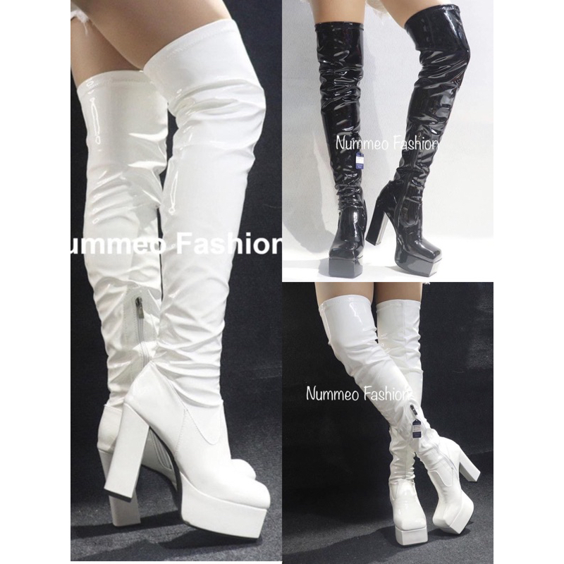 Giày boot cổ cao MŨI VUÔNG HOT TREND gót 12cm BNCC17