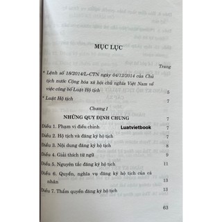 Sách - Luật Hộ Tịch (Hiện Hành)