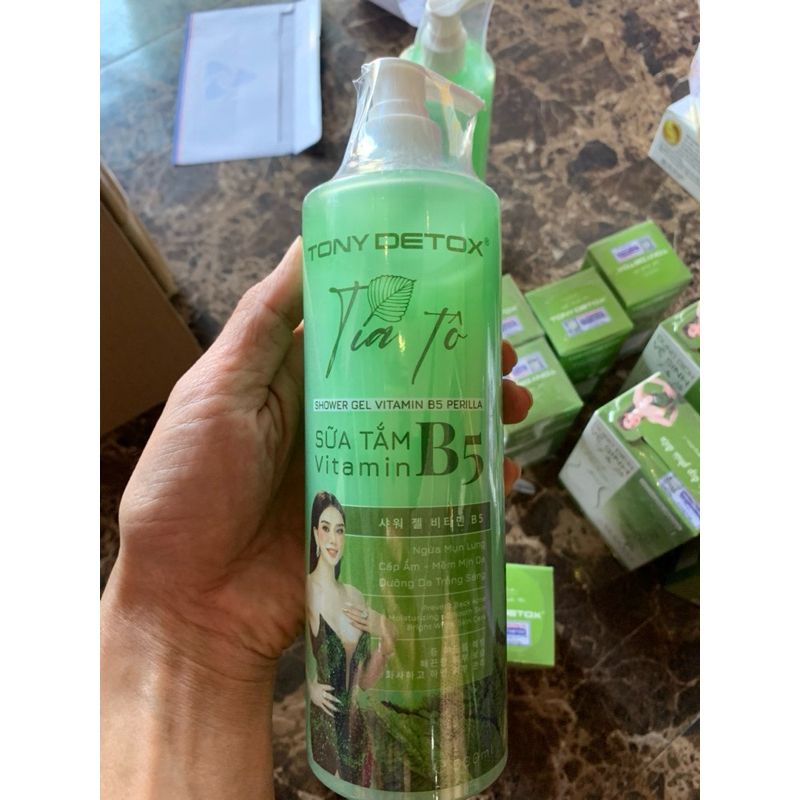 SỮA TẮM VITAMIN B5 TÍA TÔ XANH TONY DETOX 500ML "SHOWER GEL VITAMIN B5 PERILLA