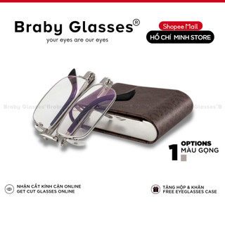 Kính lão đọc sách gấp gọn cao cấp nam nữ Braby Glasses viễn thị cho người lớn tuổi sẵn độ kim loại chống rỉ KL05