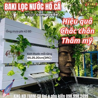 Baki lọc nước 3 tầng composite cho hồ cá koi - đen/trắng - kích thước 65x25x20cm - hiệu suất lọc cao
