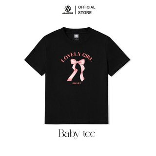 Áo baby tee Alandor cộc tay cổ tròn form ôm chất liệu cotton 100% mềm mịn mát mẫu lovely girl