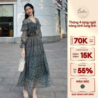 Váy hoa nhí bèo tăm loang LiLiQiQi By LeeGi phong cách hàn quốc tiểu thư Min612