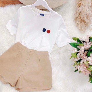 Áo phông TWO HEART form basic chất liệu cotton co giãn 4 chiều
