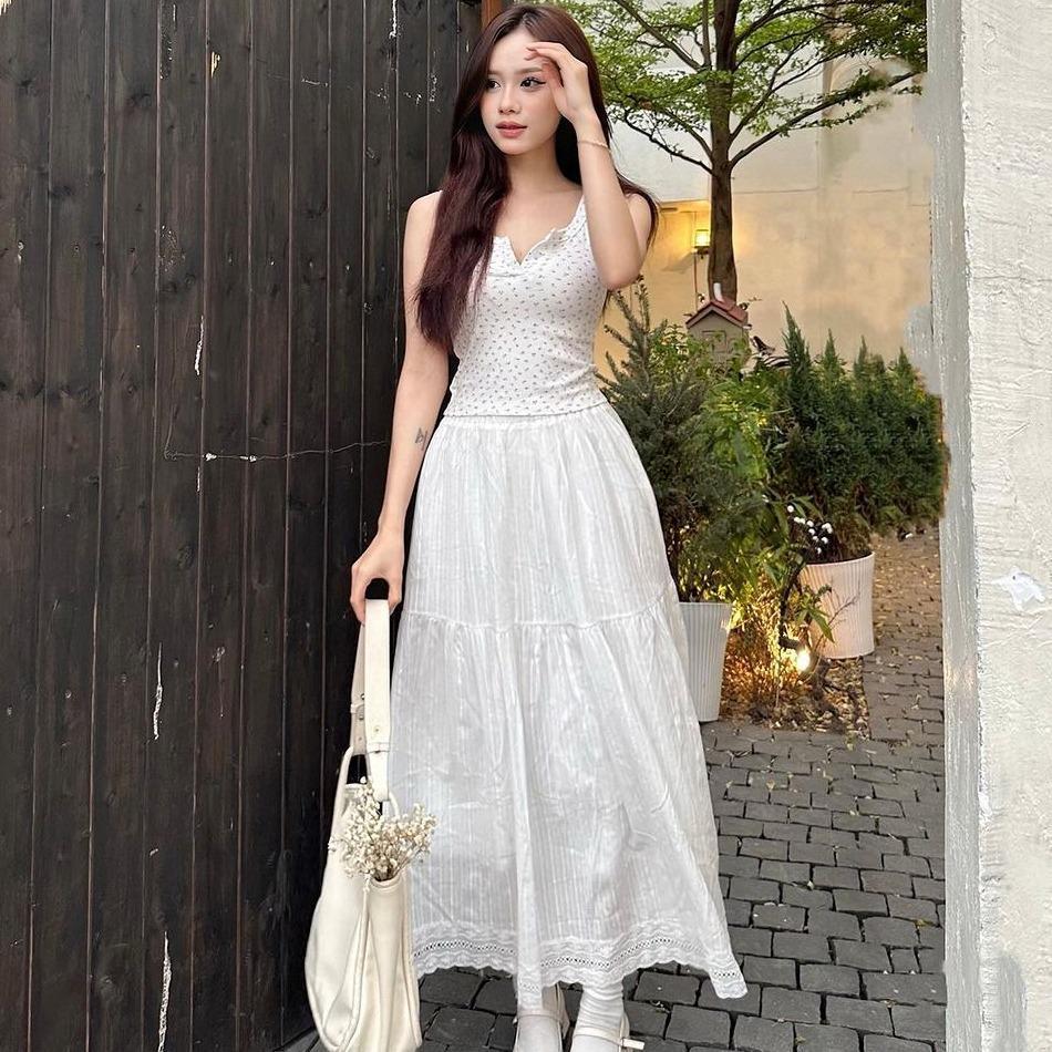 Chân váy midi kiểu chữ A viền ren 2 lớp, chân váy dài 2 tầng thời trang Renee Store - V388 | BigBuy360 - bigbuy360.vn