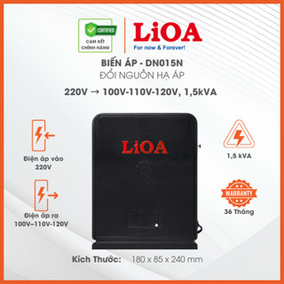 Biến Áp Đổi Nguồn Hạ Áp 1 Pha LiOA Loại Mới DNV015A 1,5kVA 1500VA. Điện Áp Vào 220V Ra 100V 110V 120V. Bảo Hành 36 Tháng
