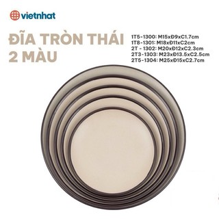 Đĩa nhựa tròn thái 2 màu 5 size nhựa Việt Nhật cao cấp, đĩa nhựa tròn đựng đồ ăn hoa quả phong cách sang trọng