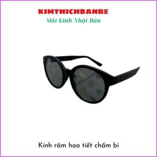 Kính thời trang họa tiết chấm bi trắng đen model cute BR071