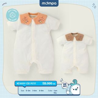 Bodysuit cho bé sơ sinh Mompa cộc tay từ 0 đến 9 tháng vải Petit lỗ thoáng mềm mịn MP 451