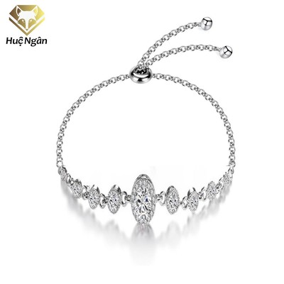 Lắc tay bạc 925 Huệ Ngân - Lắc rút tự điều chỉnh kích thước dây mo chắc chắn Nụ đá SL161