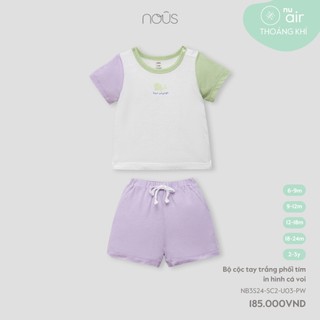Bộ quần áo cộc tay chui đầu Nous màu sắc phối hình dáng dễ thương cho bé trai, bé gái từ 6-9 tháng 2-3 tuổi