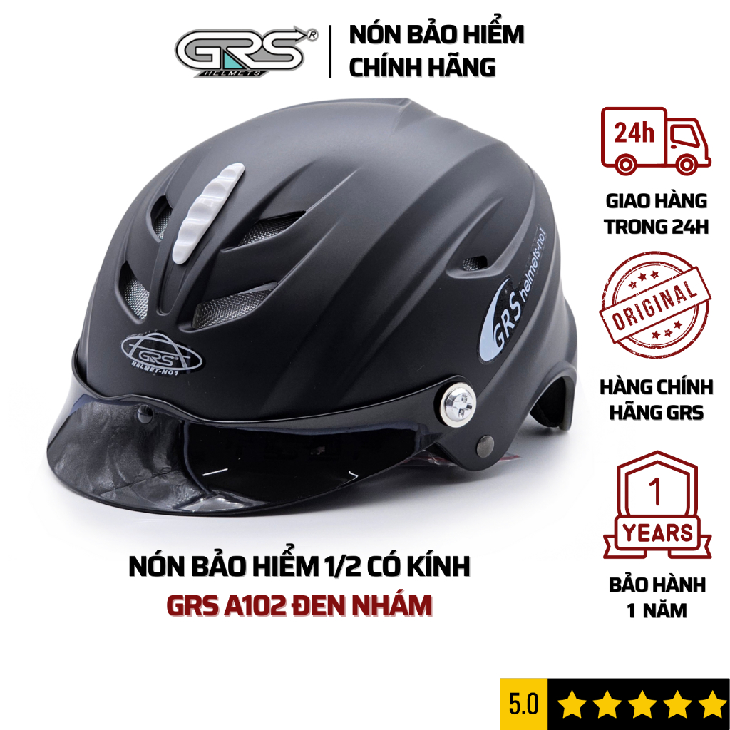Mũ bảo hiểm nửa đầu GRS HELMETS A760 sơn nhám, kiểu lưỡi trai, thiết kế an toàn gọn nhẹ, size 55-59c