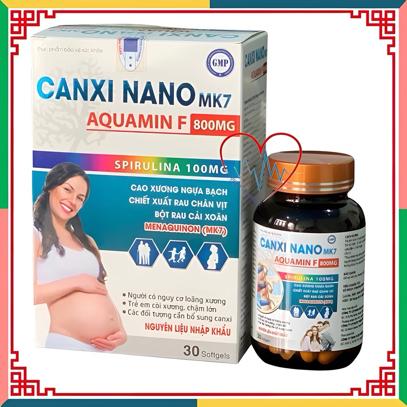 Canxi Nano MK7 Aquamin F 800mg - Hộp 30 viên - nguyên liệu nhập khẩu - bổ sung canxi